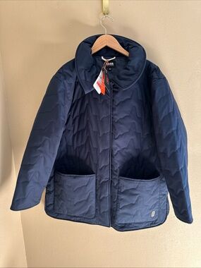 Bass Outdoor Women's Quilted Long-Sleeve Oversized Jacket Navy Large NEW